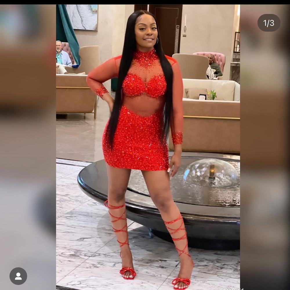 Icon Red Diamante Dress